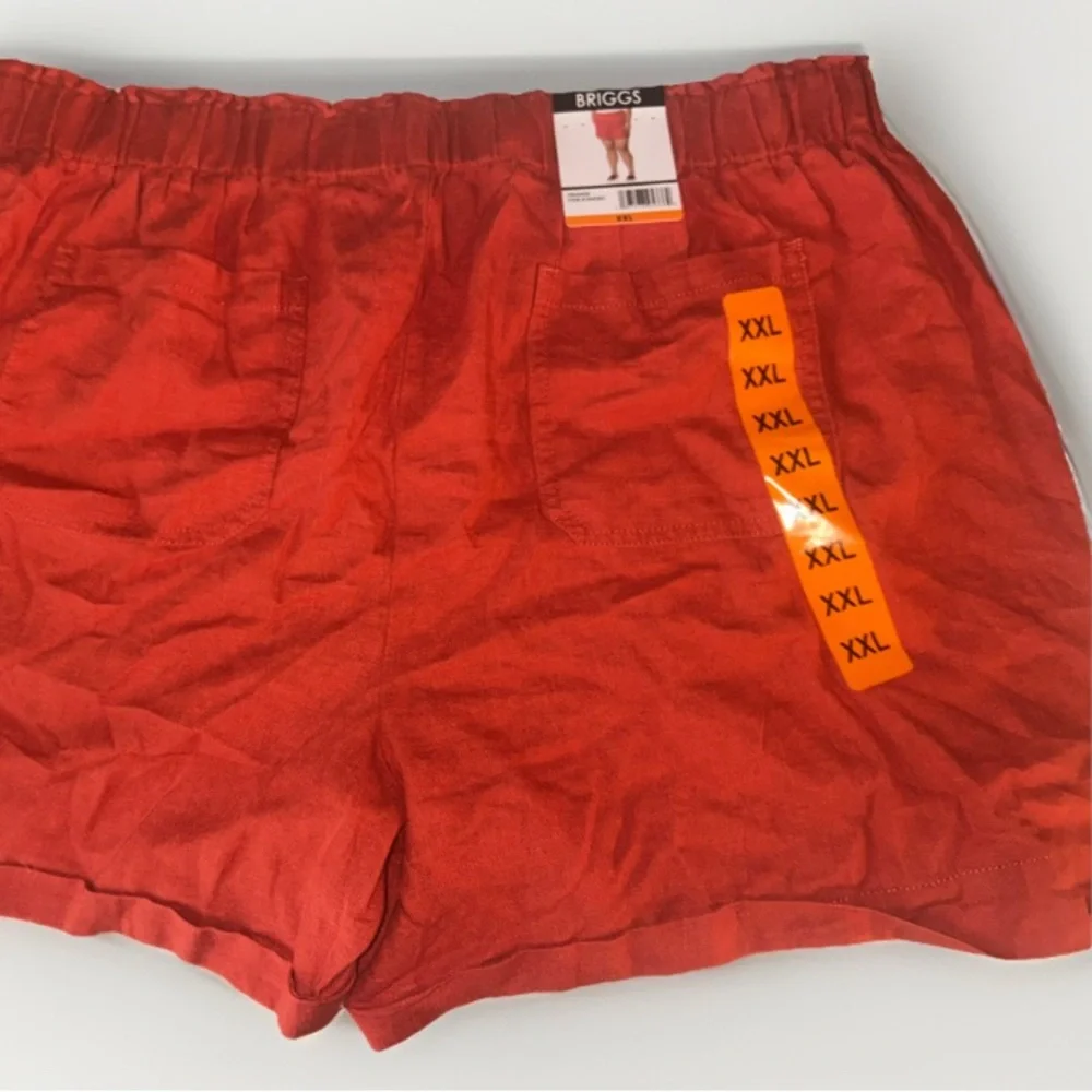 Briggs‎ NWT Women's Elastic Waistband LINEN Shorts In Orange, XXL Style 1846383